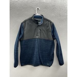 G.H Bass & Co Mens Sweater Size XL Blue Gray Fleece 1/4 Button Up